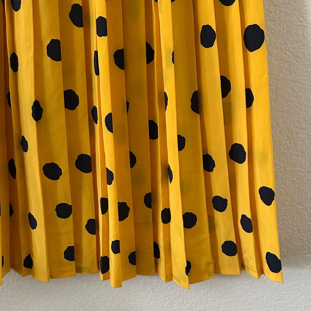 VINTAGE Russ Yellow Polka Dot Pleated Skirt sz 8 - Picture 4 of 5